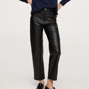 Mango Leather-effect straight trousers size US 8 / EU 38, NWOT